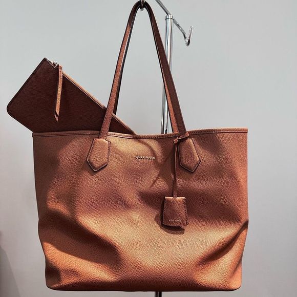 Cole Haan Handbags - Cole Haan Large Abbot Brown Leather Tote Bag Sequoia
